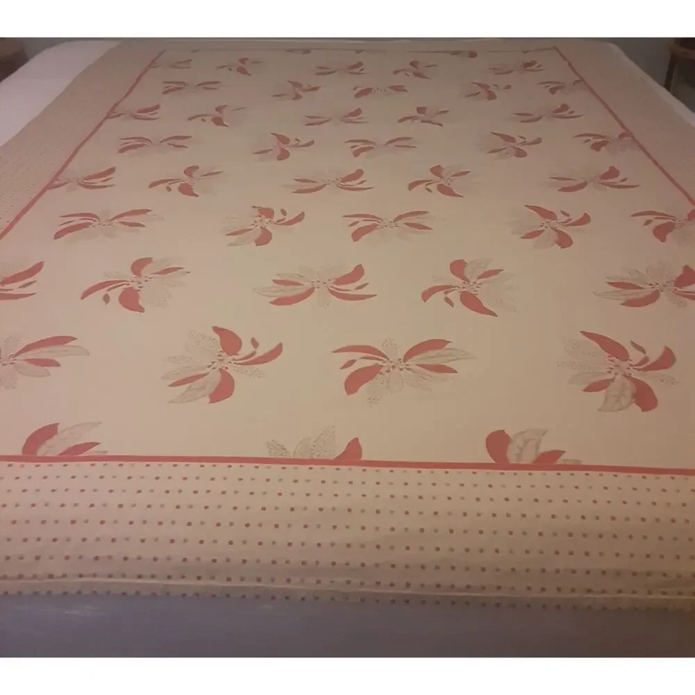 Vintage World Market Tablecloth Matte Floral & Polka Dots